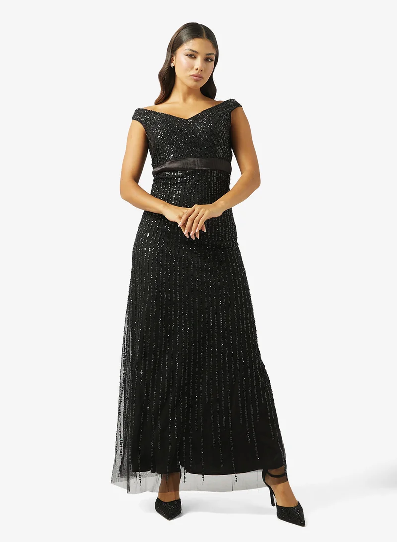 Hadia Ghaleb Sequined Surplice Neck Dress